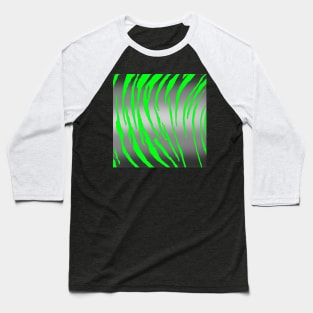 Silver Tiger Stripes Green Baseball T-Shirt